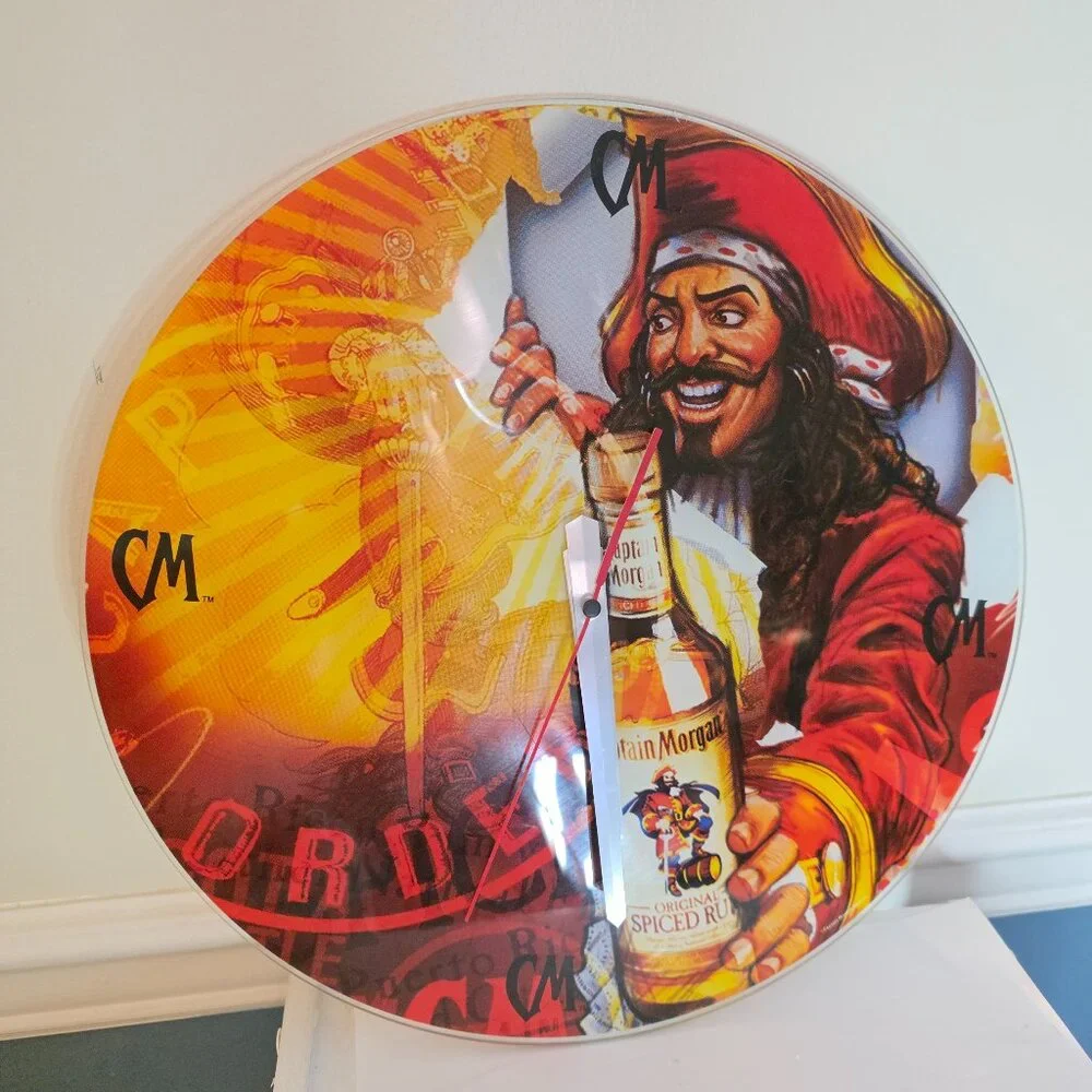 Captain Morgan Glass Round Clock